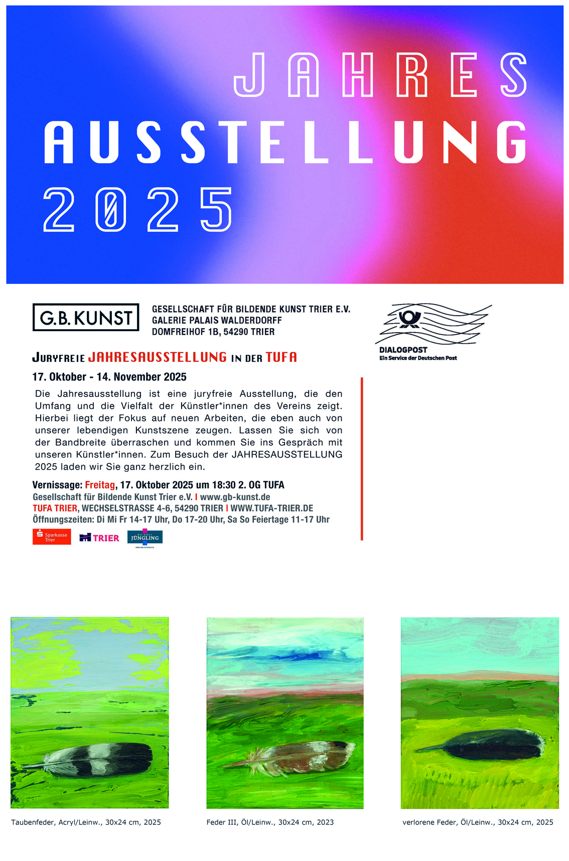 Jahresausstellung der Gesellschaft für Bildende Kunst Trier e.V. in der TUFA TRIER 