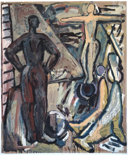 Manegenprobe I , 1986, Tempera/Papier, 123 x 102 cm